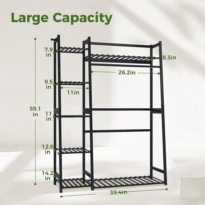 Bamworld Plant Shelf Indoor 55" Tall Bamboo Plant Shelves 5 Tier Hanging Plant - Image 5