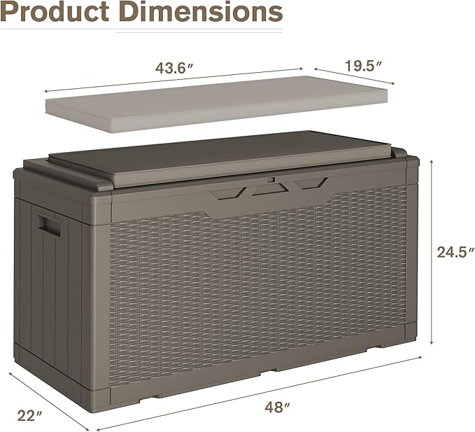 JUMMICO 100 Gallon Resin Deck Box - Image 2