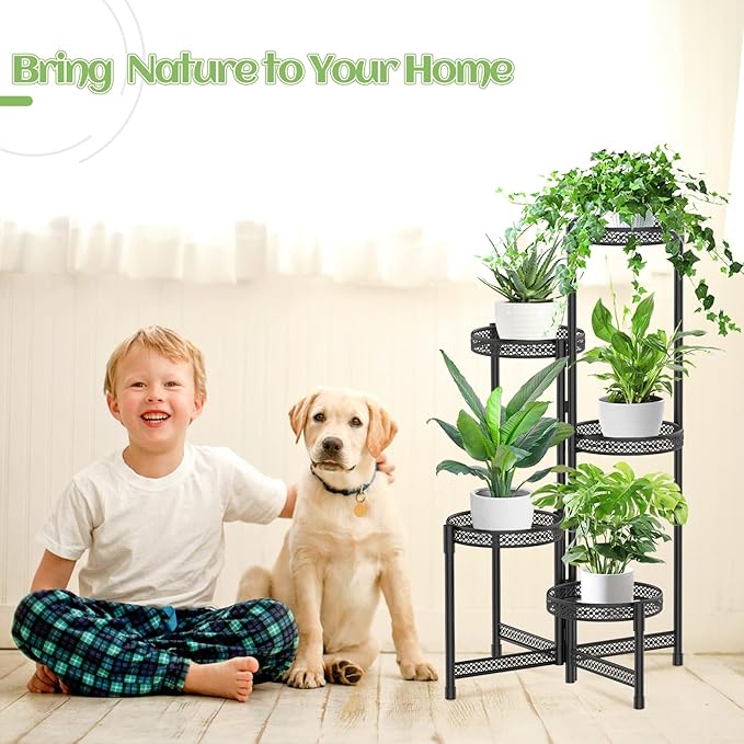 iDavosic.ly Plant Stand Indoor Outdoor, 5 Tier Corner Metal Flower Display - Image 7