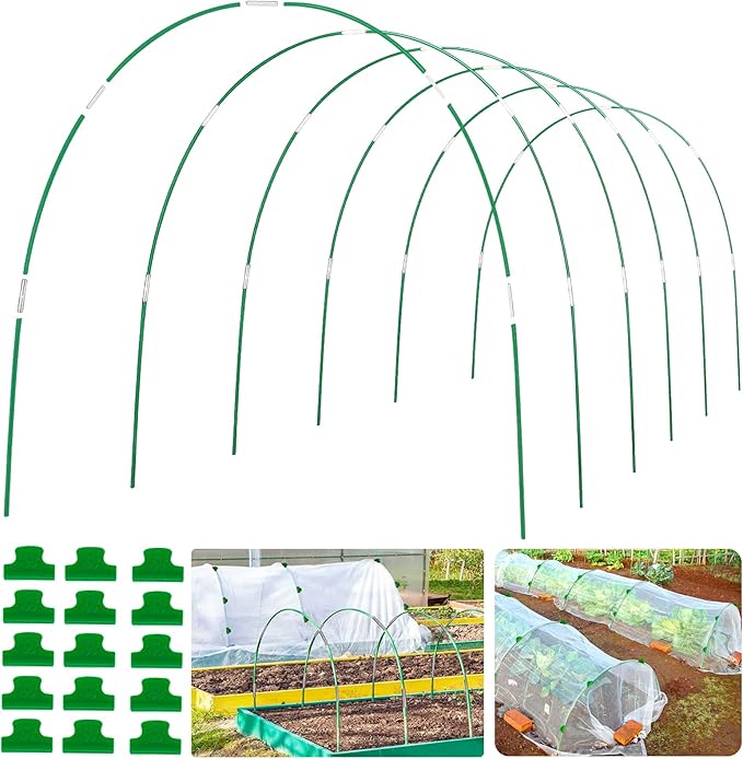Greenhouse Hoops Grow Tunnel 6 Sets of 8FT Long Garden Hoops, Rust-Free by WYRJXYB