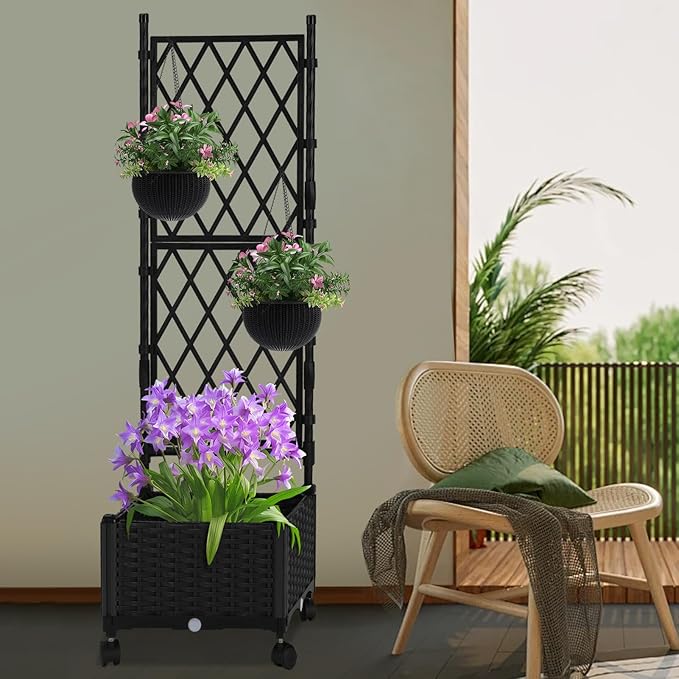 Planter with Trellis Raised Garden Beds, Trellis Planter Box Outdoor - Image 7