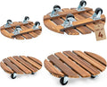 Bamworld Plant Stand with Wheels Plant Caddy Outdoor 4 Pack 12in Rolling by Bamworld