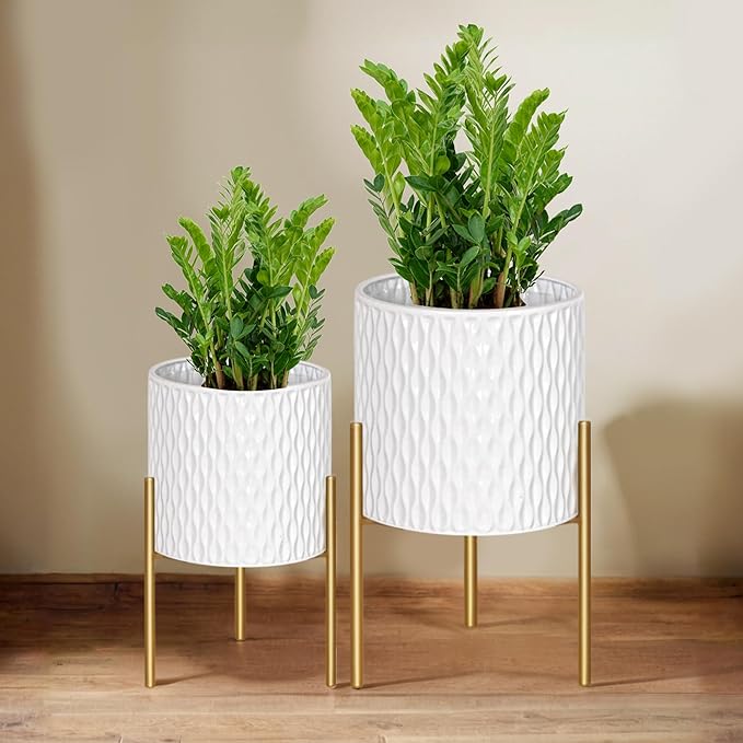 ARNIS Plants Pots with Stand, Unique Mid Century Decorative Metal Flower Pots by ARNIS