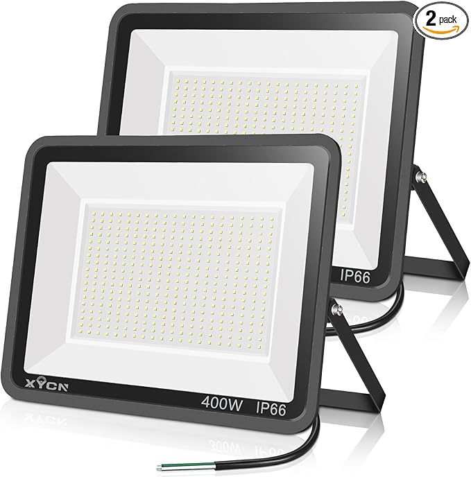 2pack 400W LED Flood Lights Outdoor, 5000K Daylight White 50000LM Super Bright by XYCN