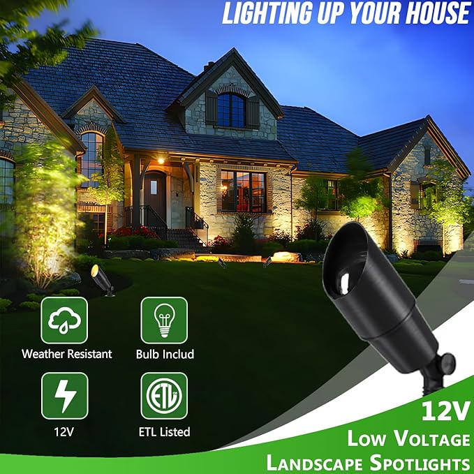 Wowlite 12V Low Voltage Landscape Lighting, Adjustable LED Outdoor Spotlights - Image 2