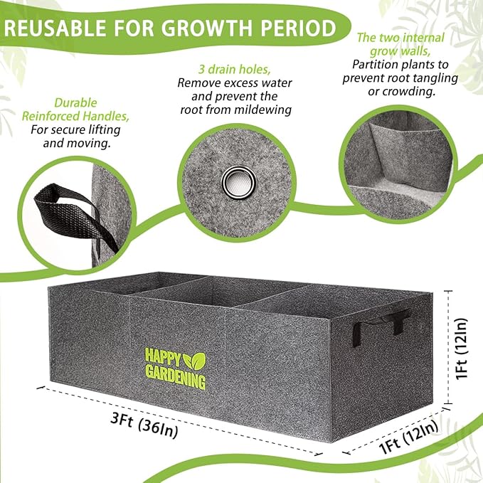 Fabric Grow Bags, Fabric Plant Pots Planter Indoor Outdoor, 3 sq. ft. - Image 4