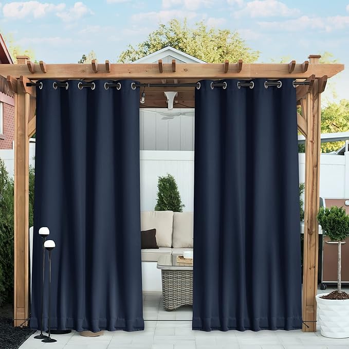 NICETOWN 2 Panels Gazebo Curtains Outdoor Waterproof & Windproof, Top and by NICETOWN