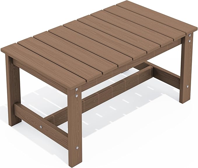 SERWALL Patio Coffee Table, HDPE Rectangle Outdoor Coffee Table by SERWALL