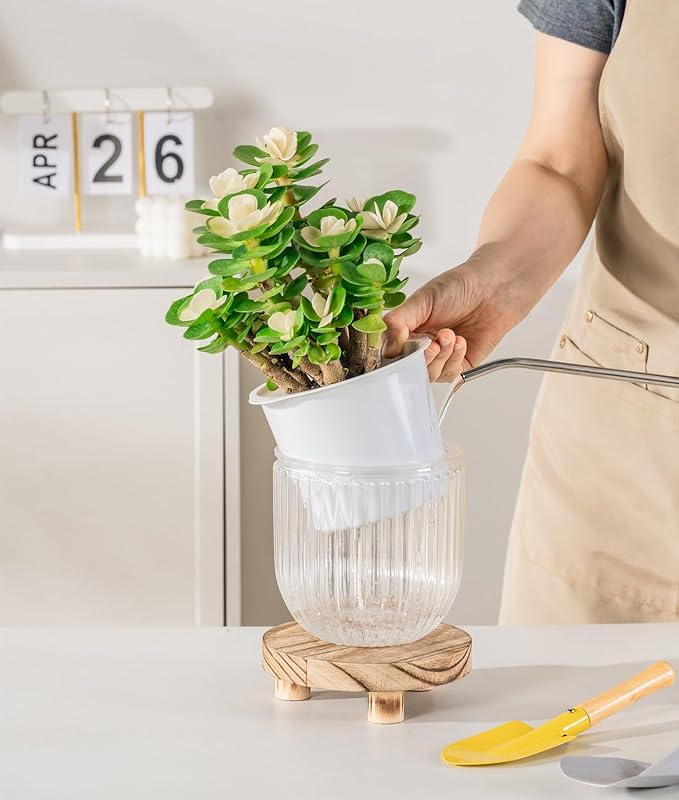 Melphoe Self Watering Pots for Indoor Plants Planter, 5.3 Inch 2 Pack Planters - Image 5