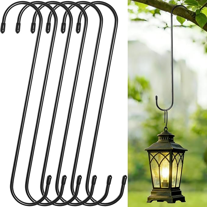 Large Garden S Hooks, 16 Inches Long Plant Hangers Outdoor, Metal Plant Hooks by Kitwinney