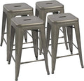 Devoko Metal Bar Stools 24" Indoor Outdoor Stackable Barstools Modern Style by DEVOKO