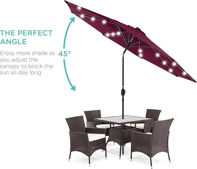 Best Choice Products 10ft Solar Polyester LED Lighted Patio Umbrella w/Tilt - Image 2