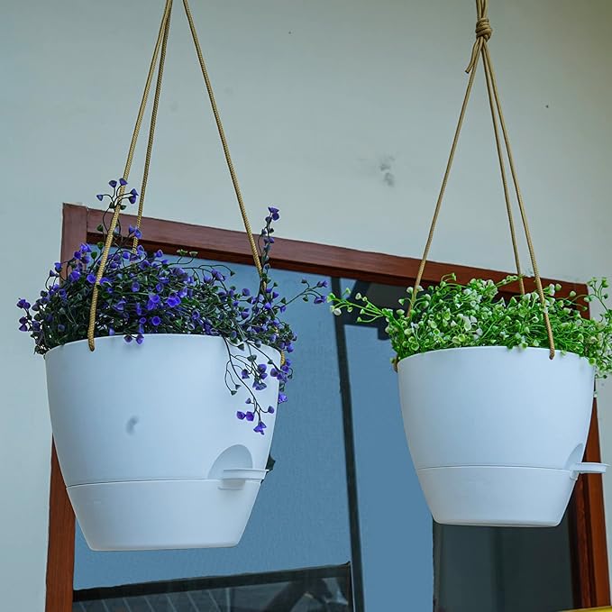 10 Inch Self Watering Hanging Pots, 2 Pack Hanging Planters - Image 5