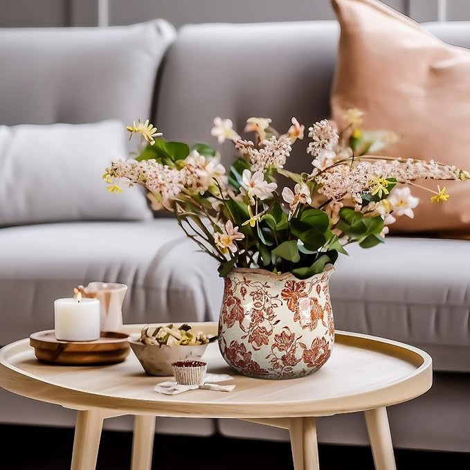 6 Inch Ceramic Plants Pots Vintage Ceramic Flower Planters Crackle Glaze Finish - Image 5