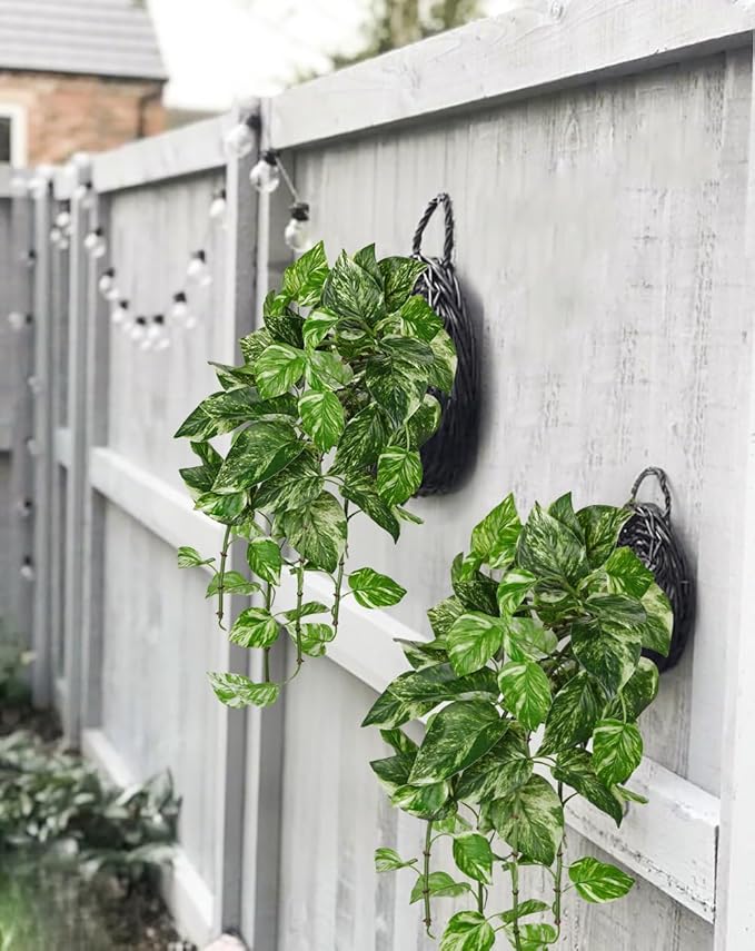 Hollyone Artificial Pothos Hanging Plants 25" Fake Ivy Vine Faux Ivy Pothos - Image 4