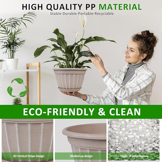 FGstyle 4 Pack Flower Pots, 8 Inch Plants Pot, Planters Pot - Image 2