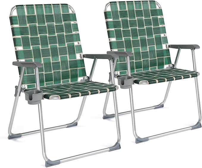 VINGLI Folding Webbed Oversized Lawn Chairs by VINGLI