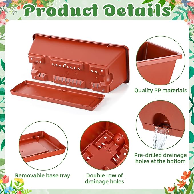 18 Pack Window Box Planter 17 Inches Rectangular Vegetable Flower Planters - Image 3