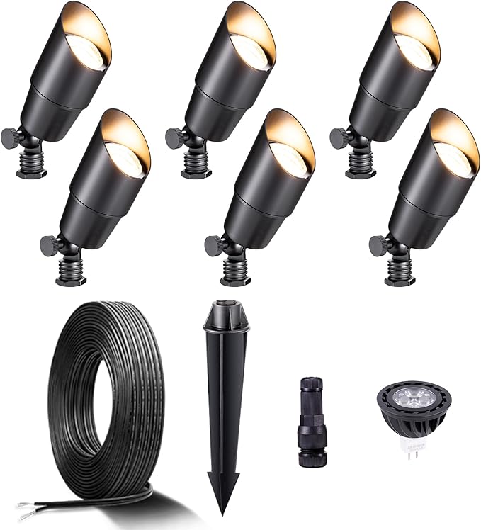 Gardenreet Black Brass Low Voltage Landscape Spotlights Kit 12V LED by Gardenreet