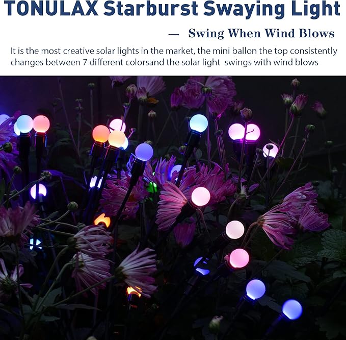 TONULAX Solar Garden Lights, Starburst Swaying Light - Image 5
