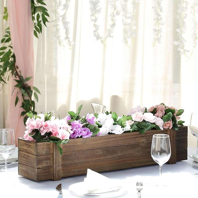 Efavormart 30"x6" Smoked Brown Wood Planter Box by efavormart