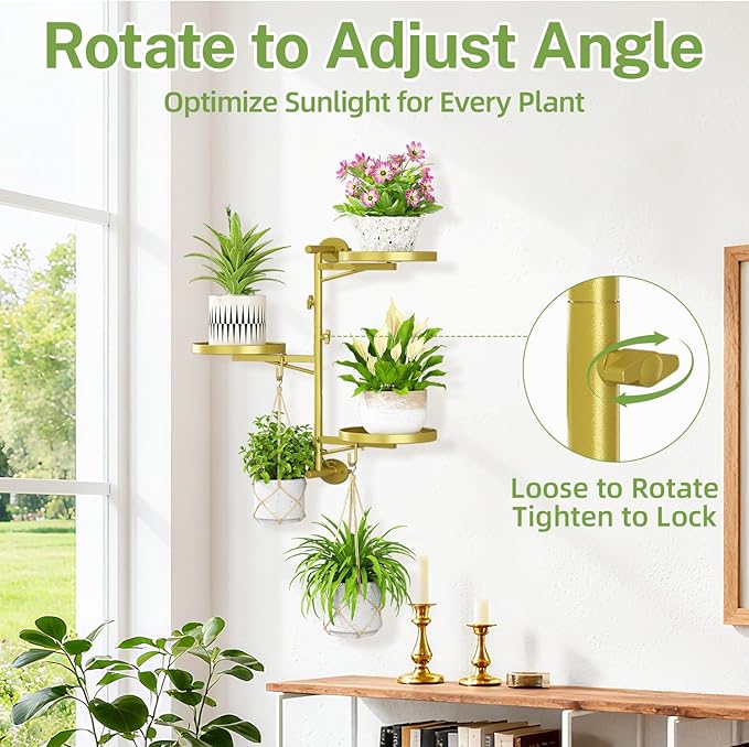 iDavosic.ly Rotating Window Plant Shelves, 3-Tier Metal Wall Stand - Image 2
