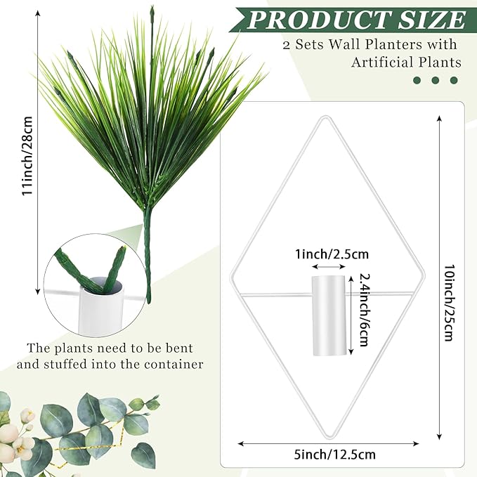 2 Pieces White Wall Decor Hanging Planters - Image 2