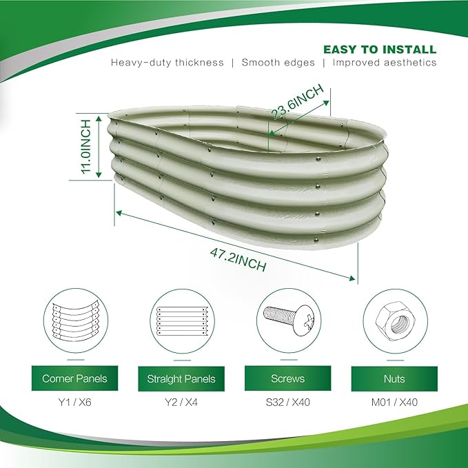 Gardmax Galvanized Raised Garden Bed, Lightweight Planter Boxes Outdoor - Image 3