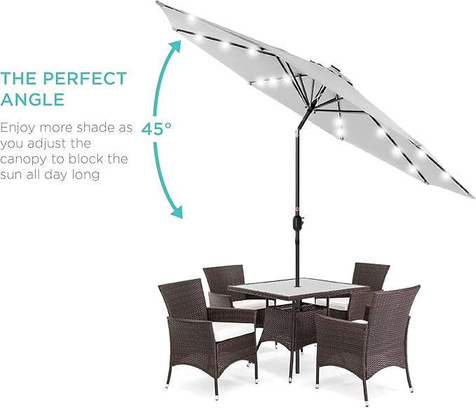 Best Choice Products 10ft Solar Polyester LED Lighted Patio Umbrella w/Tilt - Image 2