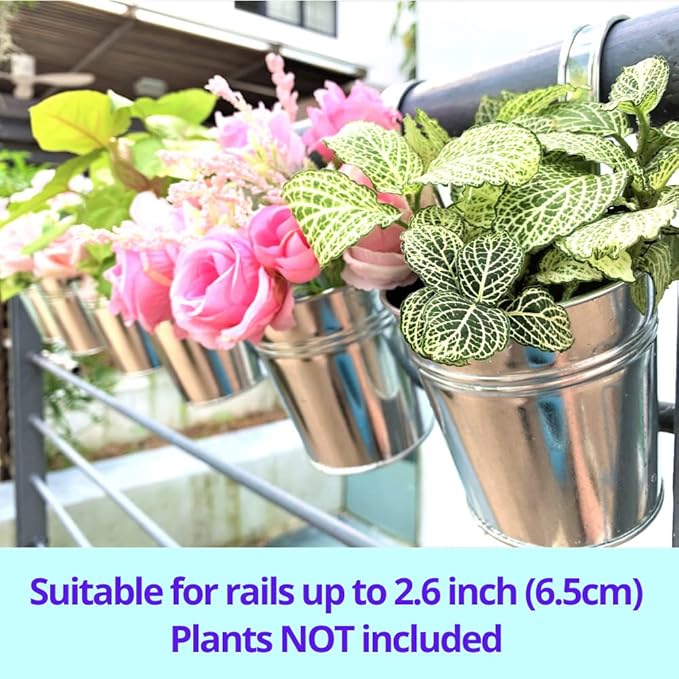 LaLaGreen Fence Planters for Outdoor Plants Railing Planter Metal Herb Garden - Image 4