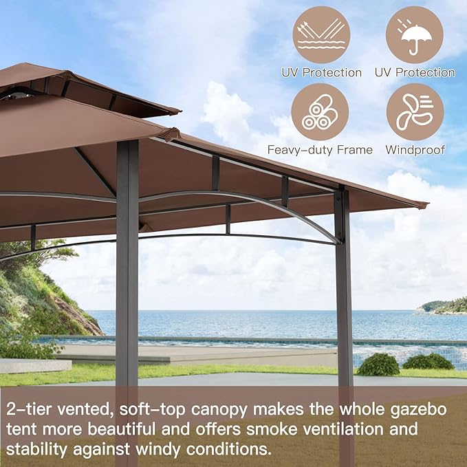 AECOJOY 8' x 5' Outdoor Grill Gazebo Canopy, BBQ Canopy - Image 2