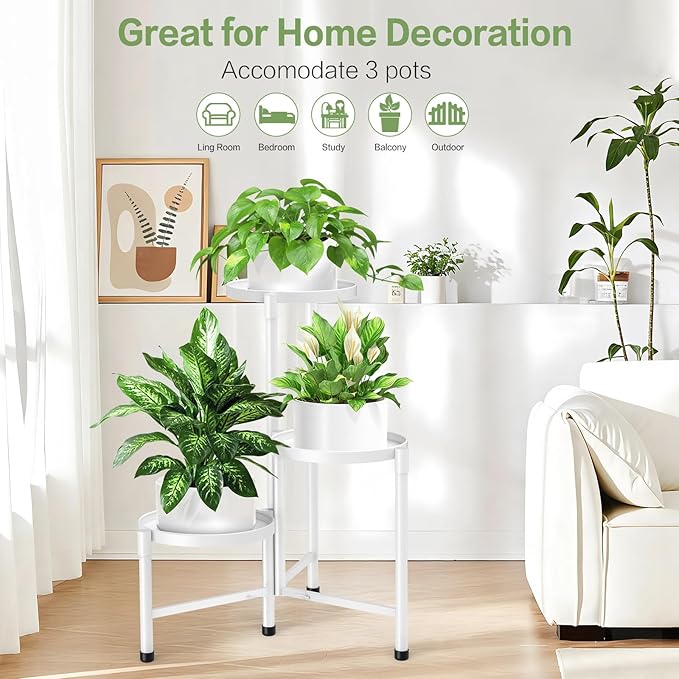 3 Tier Metal Corner Plant Stand Indoor Outdoor, Heightened widened 30 in Tall - Image 8