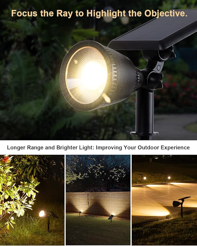 2 Pack Outdoor Solar Powered Spot Lights Waterproof Bright LED Spotlights - Image 3