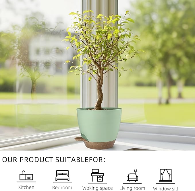Plant Pots 8/7.5/7/6.5/6 Inch Self Watering Pots, 5 Pack Planters - Image 6