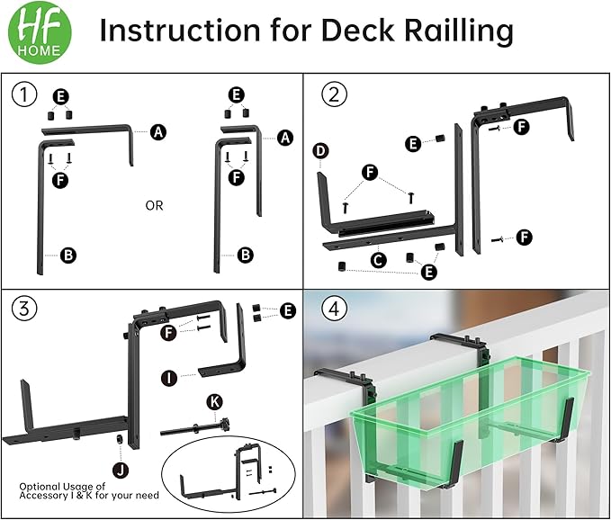 HFHOME 2PCS Adjustable Planter Box Brackets, Brackets - Image 6