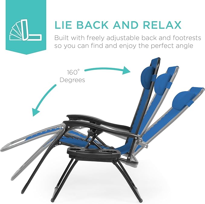 Best Choice Products Set of 2 Adjustable Steel Mesh Zero Gravity Lounge Chair - Image 3
