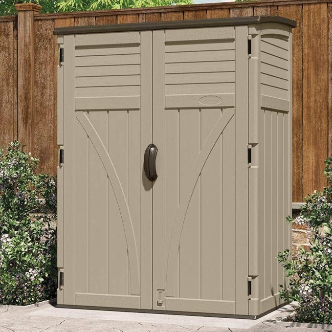 Suncast Outdoor Storage Shed, Water Resistant Resin Vertical Outdoor Storage - Image 6