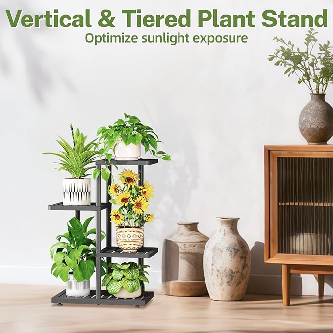 iDavosic.ly Plant Stand Indoor Outdoor, 3-Tier Tall Metal Flower Shelf - Image 5