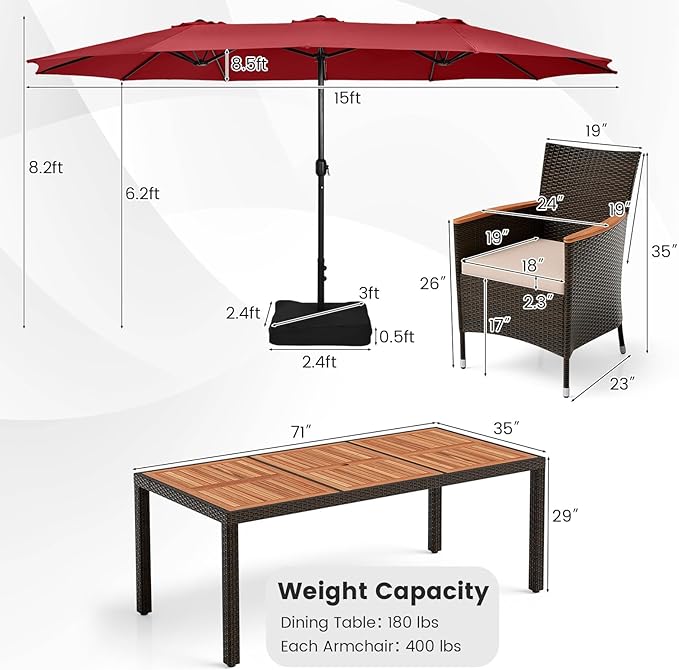 Tangkula 11 Pieces Patio Dining Set - Image 6