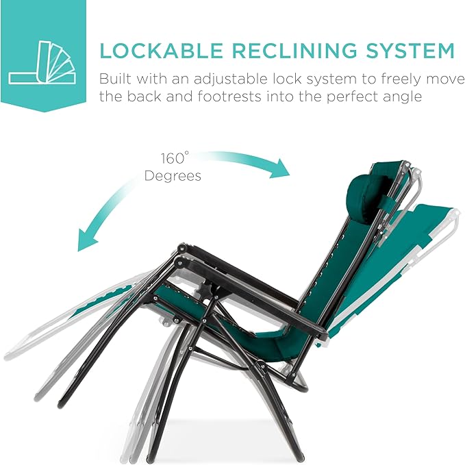 Best Choice Products Folding Zero Gravity Outdoor Recliner Patio Lounge Chair - Image 4