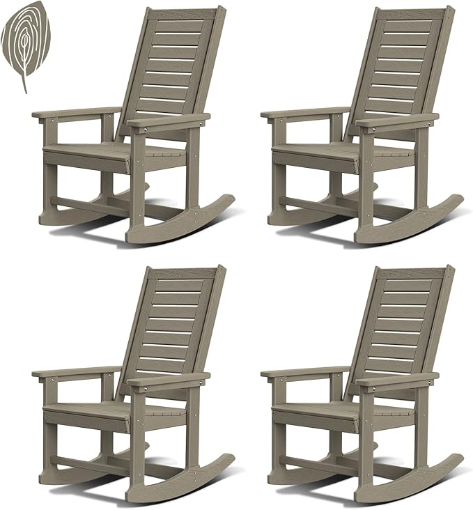 GREENVINES Outdoor Rocking Chairs | Set of 4 | Porch Rocker | HDPE Plastic | by GreenVines