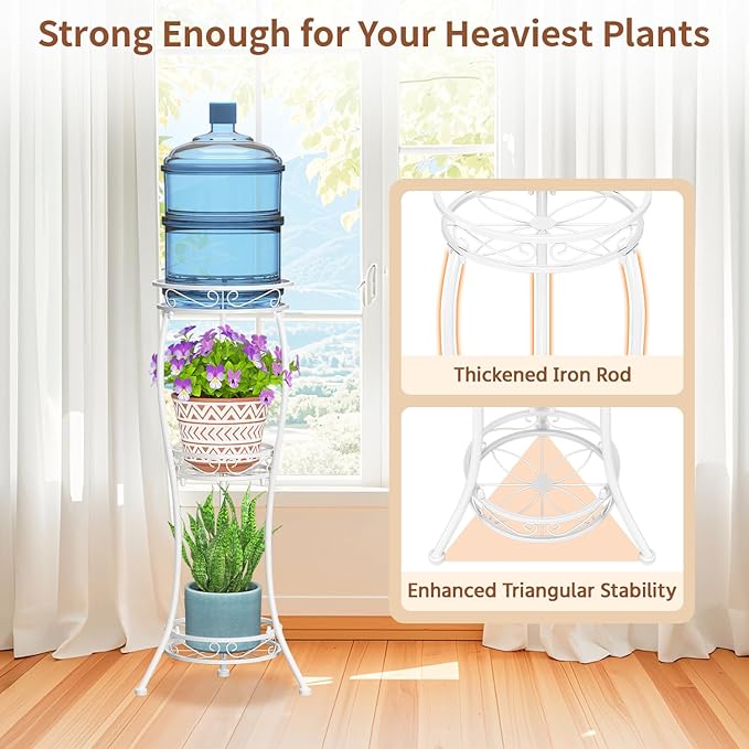 LASZOLA White 3 Tier Tall Plant Stand - Image 4