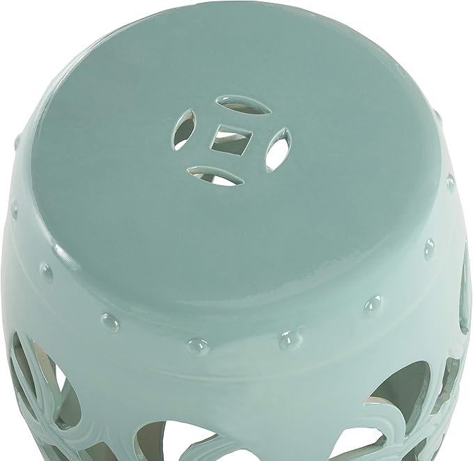 Safavieh Imperial Vine Ceramic Decorative Garden Stool, Light Blue - Image 9