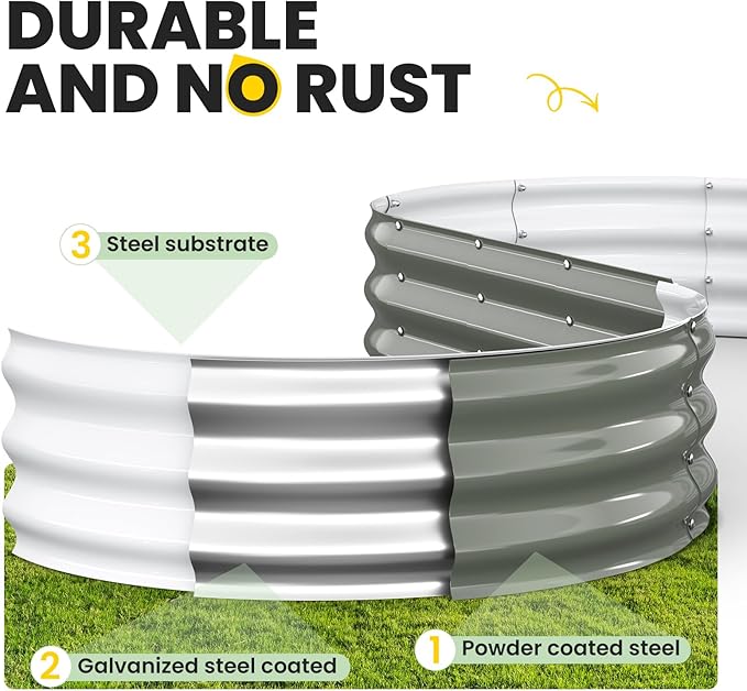 Galvanized Raised Garden Bed 6x3x1 FT, Oval Metal Raised Garden Bed Outdoor - Image 6