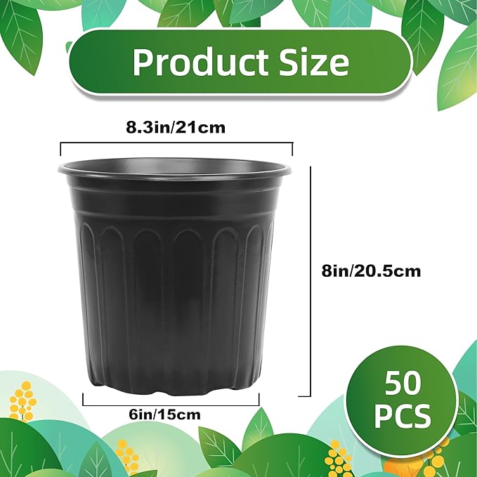 50 Pcs 2 Gallon Nursery Pots, Thickened Soft Plastic Plant Pots - Image 2