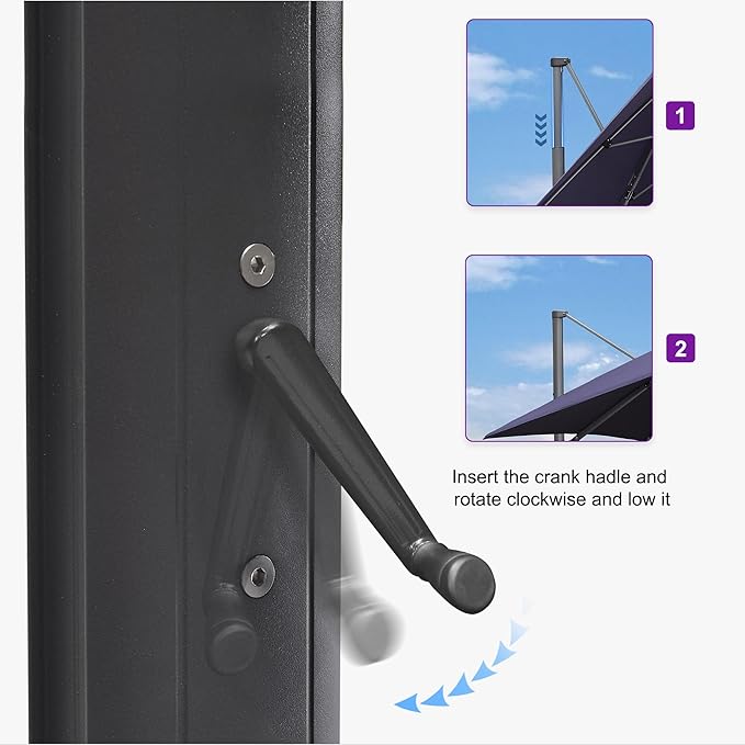 PURPLE LEAF 11.5' X 11.5' Telescopic Patio Umbrella Outdoor Cantilever Umbrella - Image 4