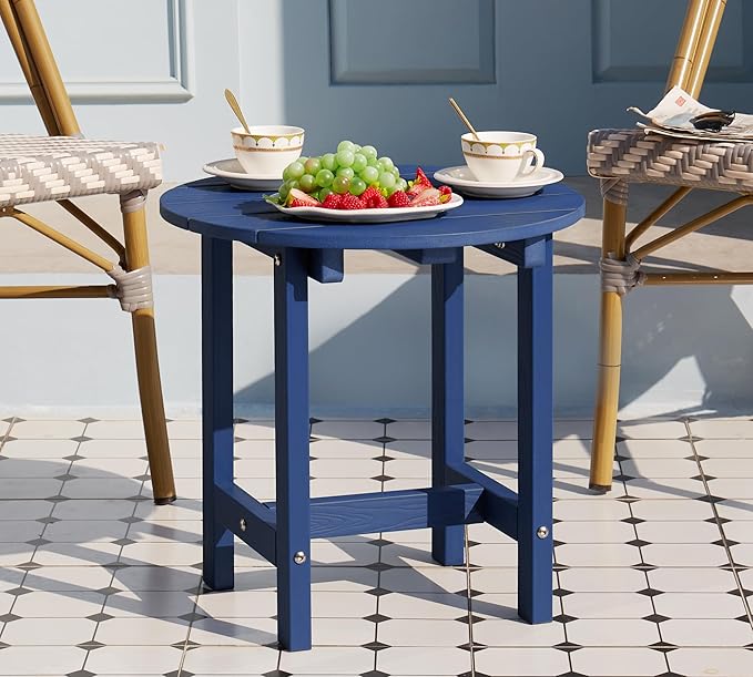 Y&M Outdoor Side Table, Waterproof Four-Legged Round Entryway End Table - Image 2