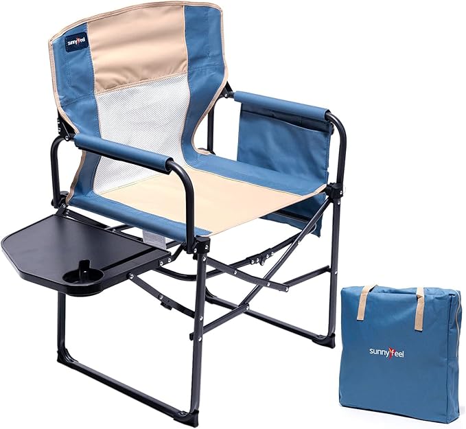 SUNNYFEEL Camping Directors Chair, Heavy Duty, Oversized Portable Folding Chair by SunnyFeelCamping