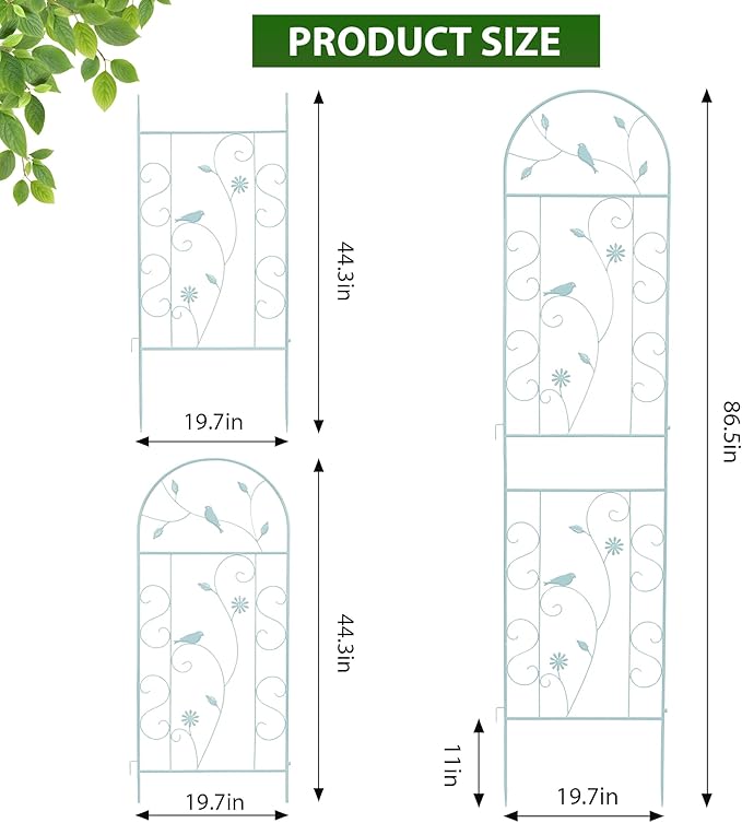 Metal Garden Trellis for Climbing Plants, 86.5" x 19.7" Metal Plant Trellis - Image 3