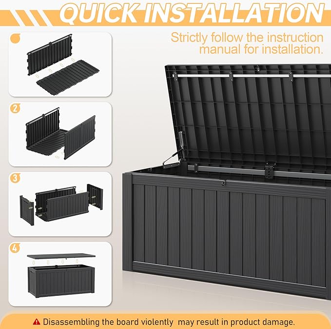 Outdoor Storage Box, Resin Deck Boxes Indoor and outdoor, Waterproof Storage - Image 6